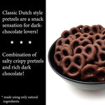 Liberty Bell gourmet dark chocolate pretzels in a bowl