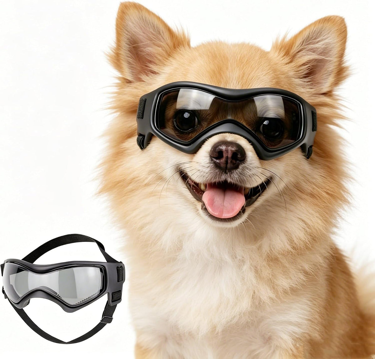 NAMSAN Large Dog Goggles Eye Protection, UV Protection Pet Sunglasses for Dogs Medium to Large Breed, Driving Glasses for Dogs Stick Head Out Car Window, Windproof Dustproof, Adjustable, Clear - Image 13
