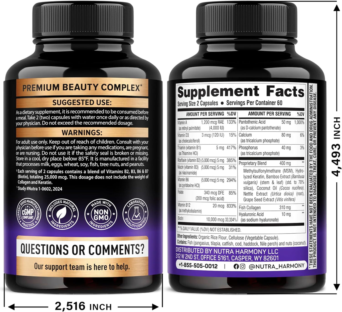 Nutraharmony dietary supplement capsules label details and ingredients overview