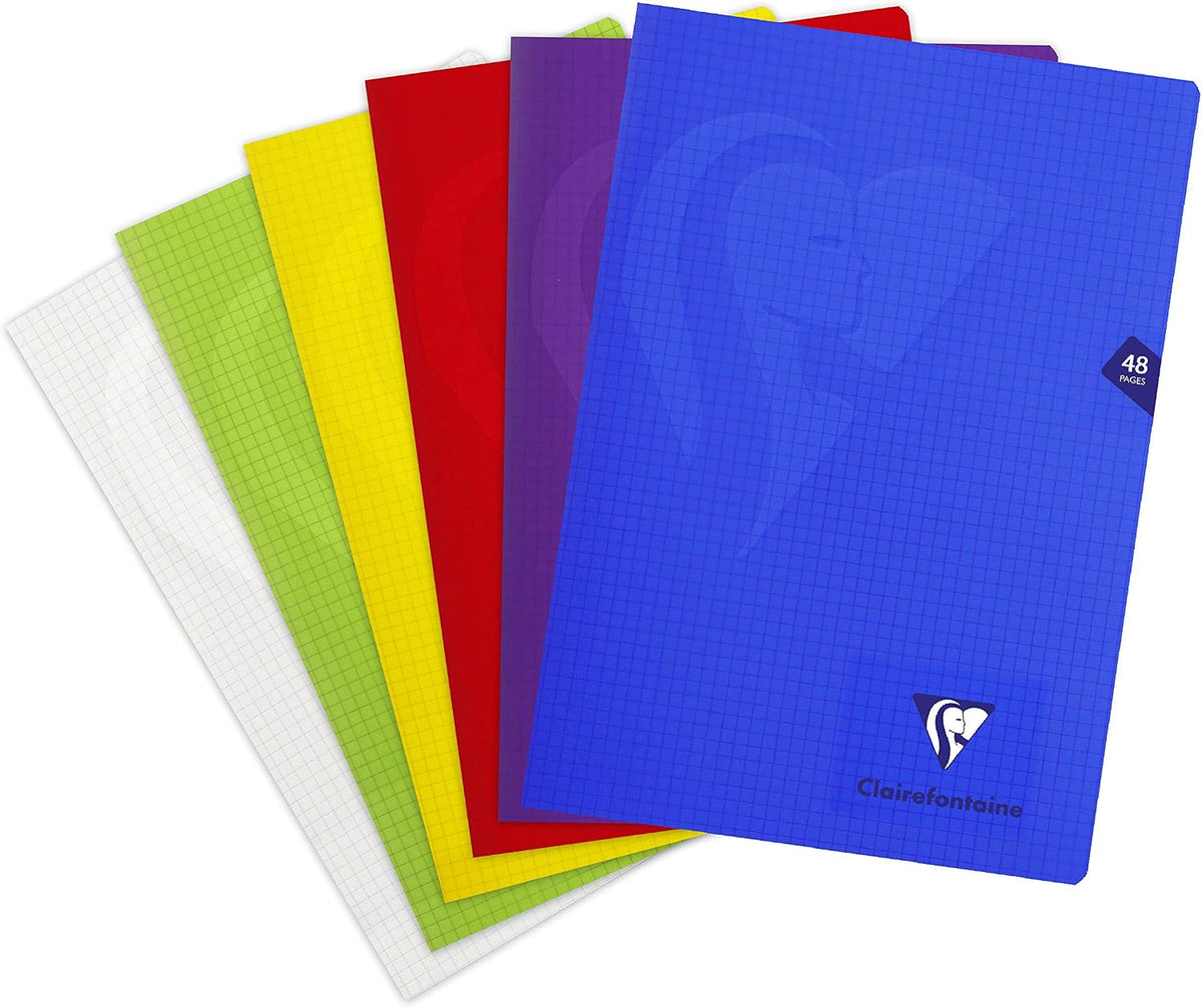 Clairefontaine Mimesys polypro stapled notebook front view in assorted colors