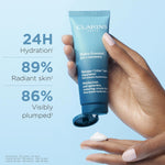 Clarins hydrating face mask tube angle shot showing branding