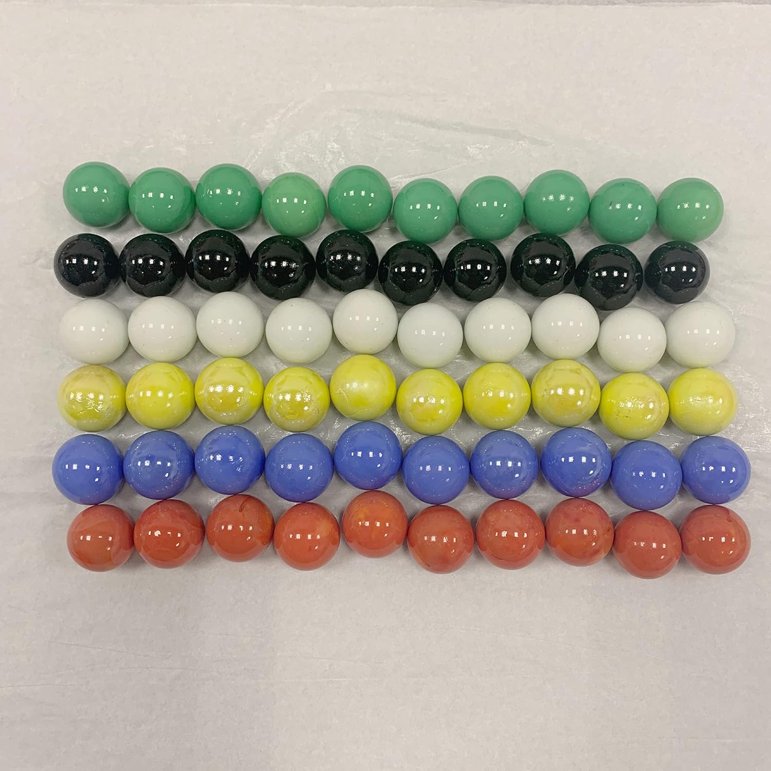 Made In USA Shop replacement solid glass marbles set showcasing sixty pieces in six vibrant colors for board games