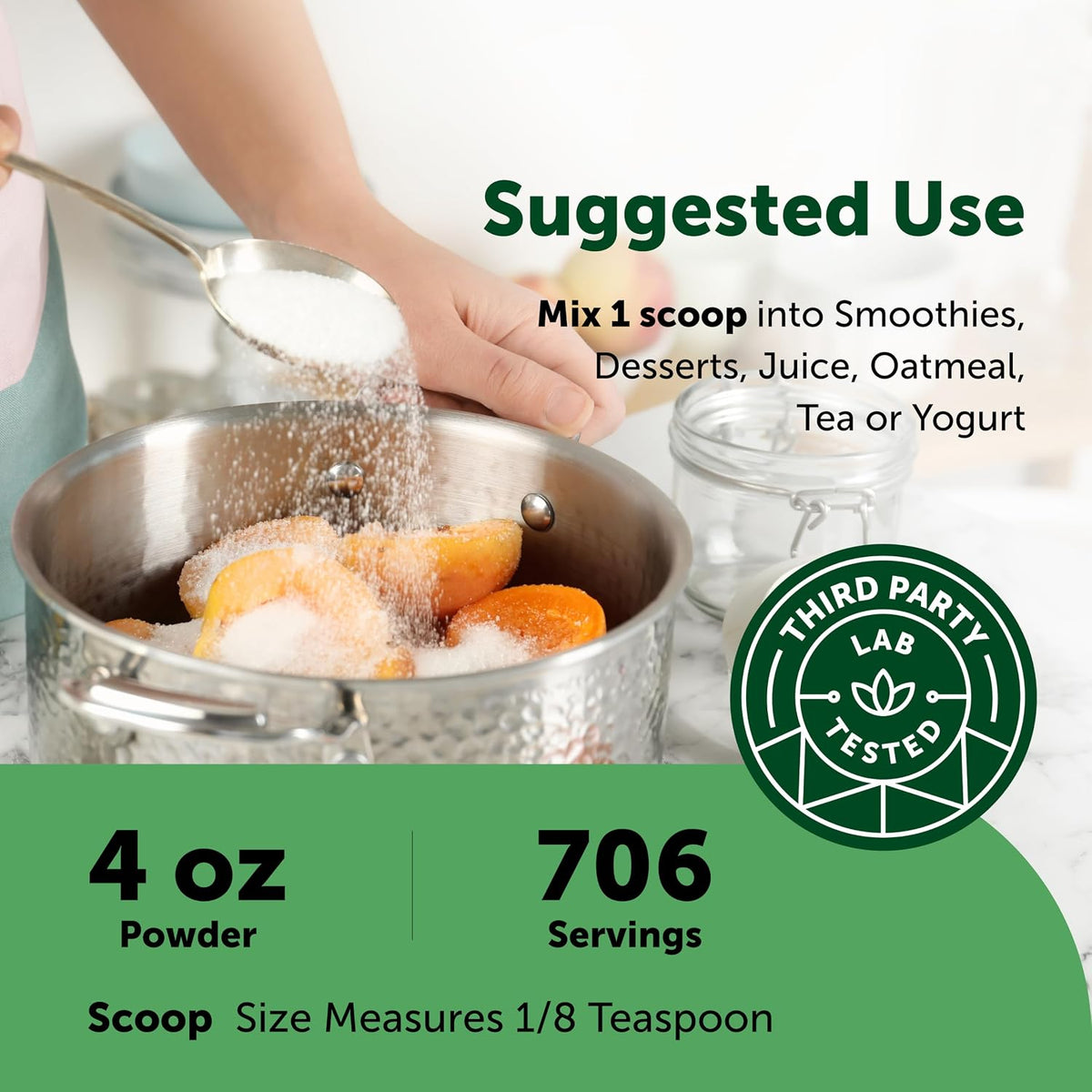 Micro Ingredients stevia sweetener scoop measurement demonstration