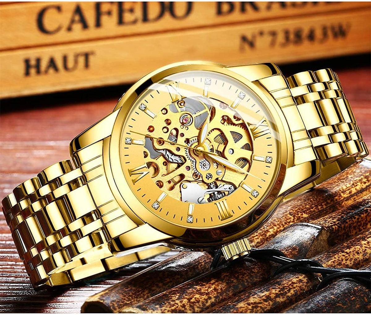 Biden luxury dress watch back casing and movement detail