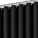 PANGSINNE black shower curtain front view featuring premium heavy duty textured fabric.