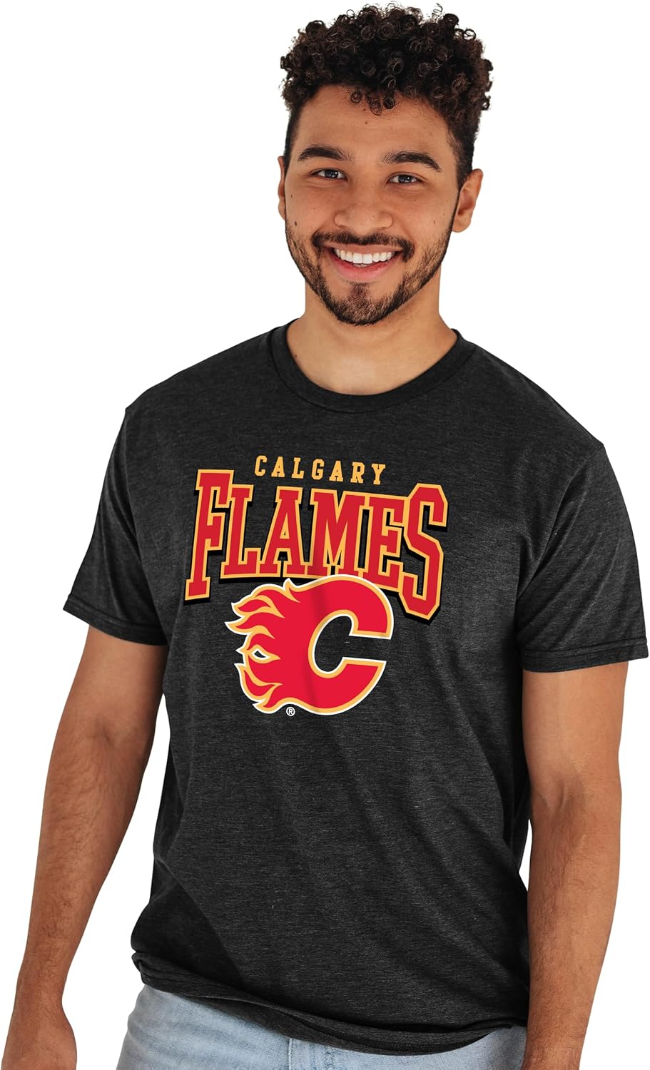 Blue 84 NHL officially licensed t-shirt sleeve and hem stitching view