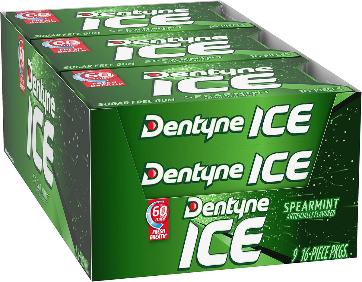 Dentyne Ice Spearmint Sugar-Free Chewing Gum, 9 Packs of 16 Pieces (144 Total Pieces) | Chewing Gum, Perfect for Long Lasting Fresh Breath at School, Work & Travel - Image 10