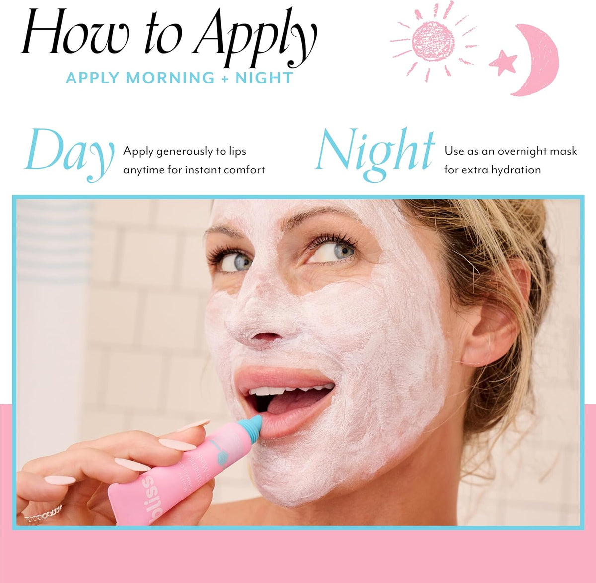 Bliss intensive moisturizing lip treatment squeezed out demonstrating its airy whipped texture