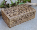 Dharmaobjects large mango wood keepsake box top lid carving