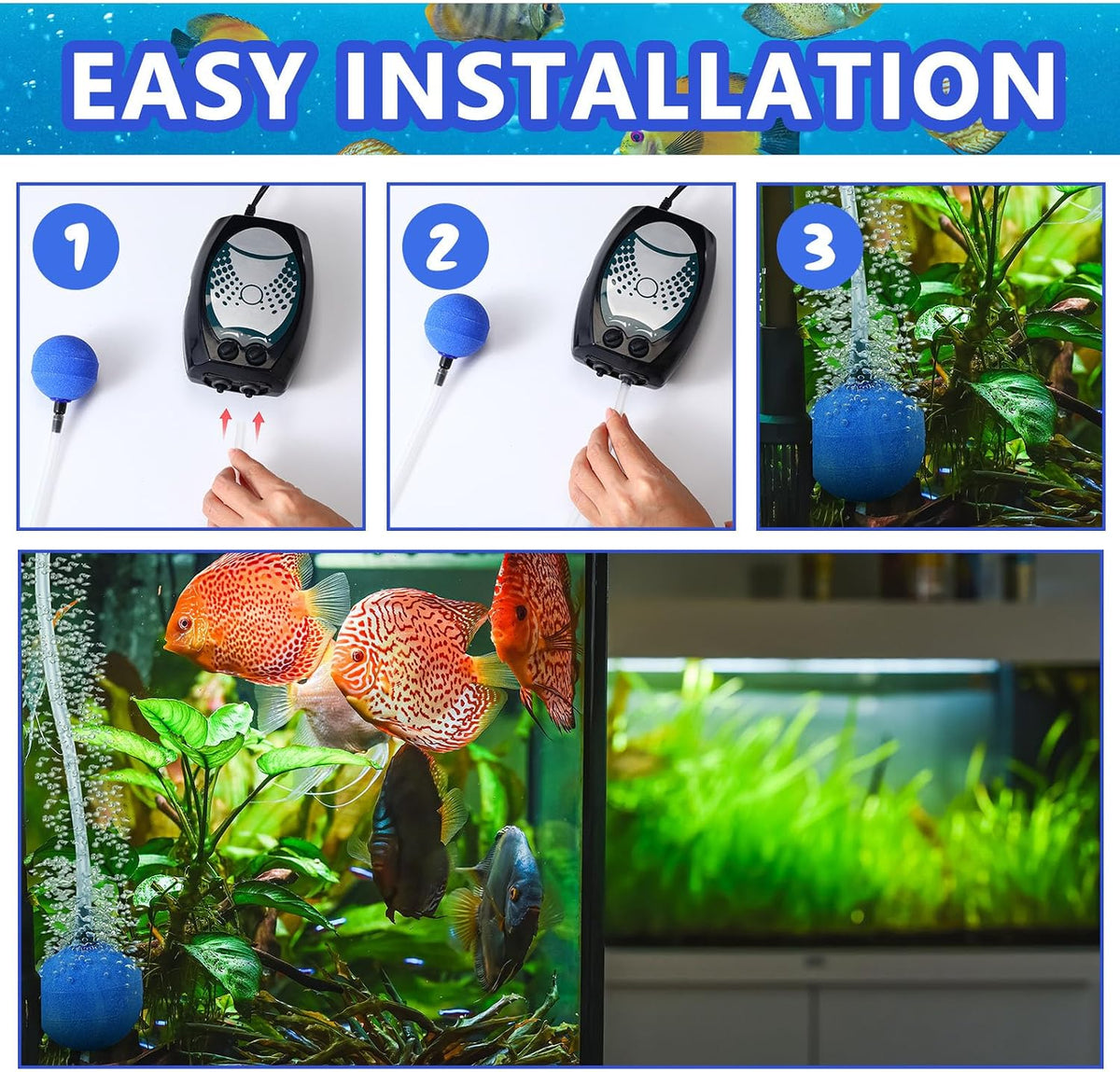 Therwen aquarium air pump accessories in packaging