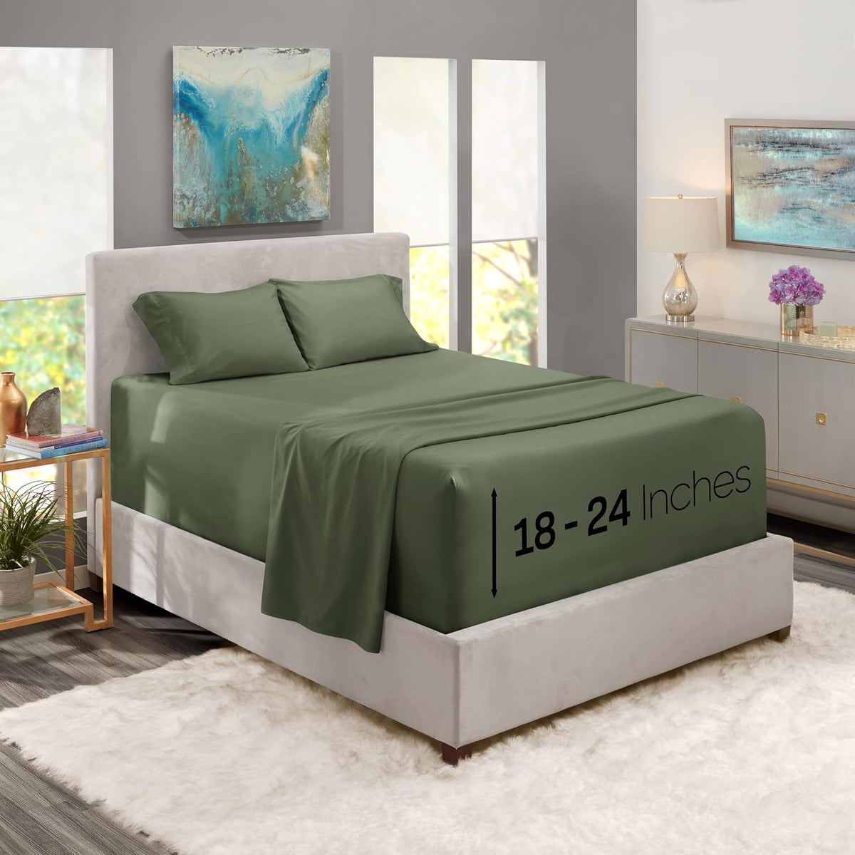 Nestl California King Bed Sheet Set - Off White - 4-Piece Extra Deep Pocket | Instantly Soft, Night-One Ready (No Wash Required). Fits Extra Deep Pockets up to 24 Inches, 360-Degree Elastic Grip - Image 14