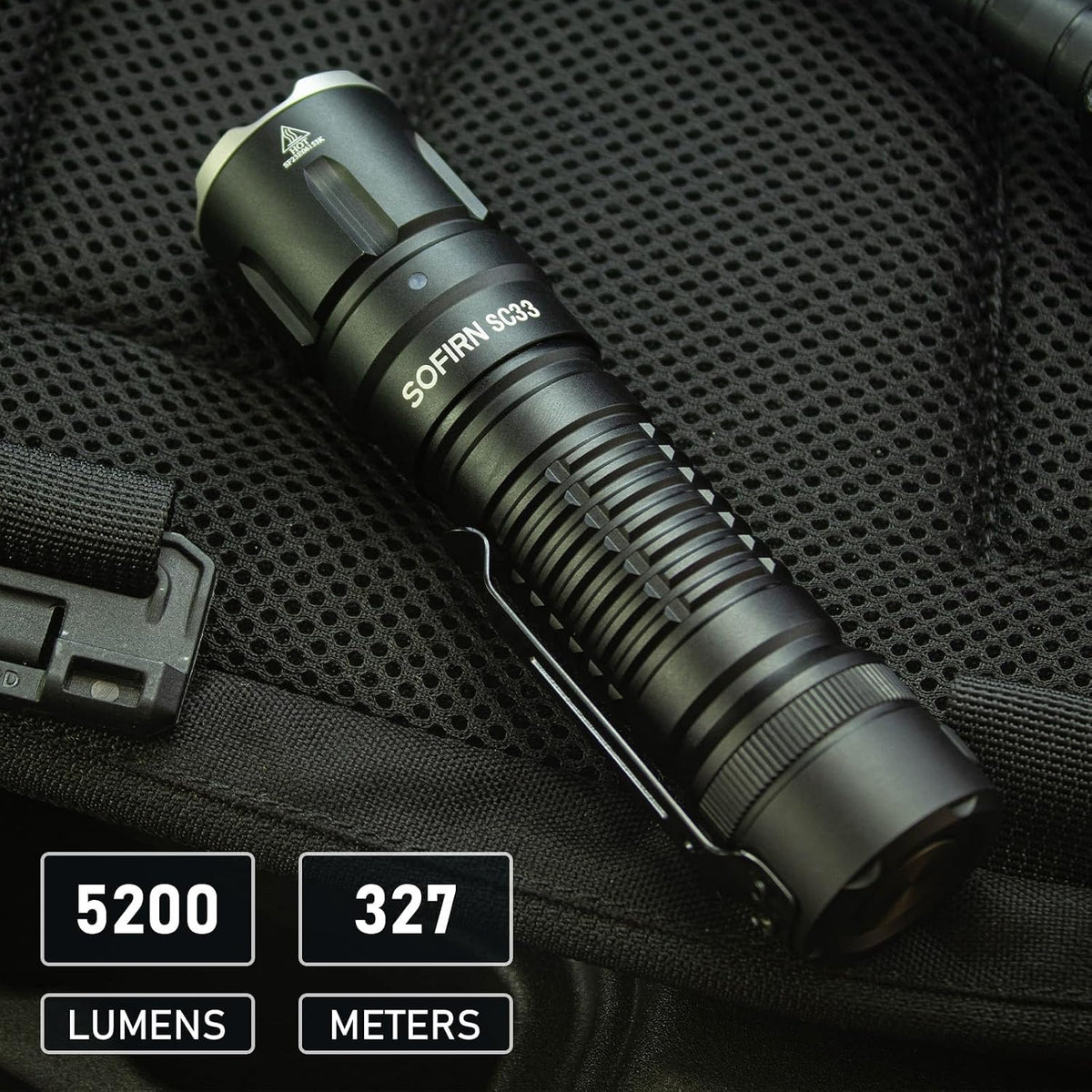CSTEBOKE Sofirn SC33 rechargeable flashlight showing USB Type-C charging port.