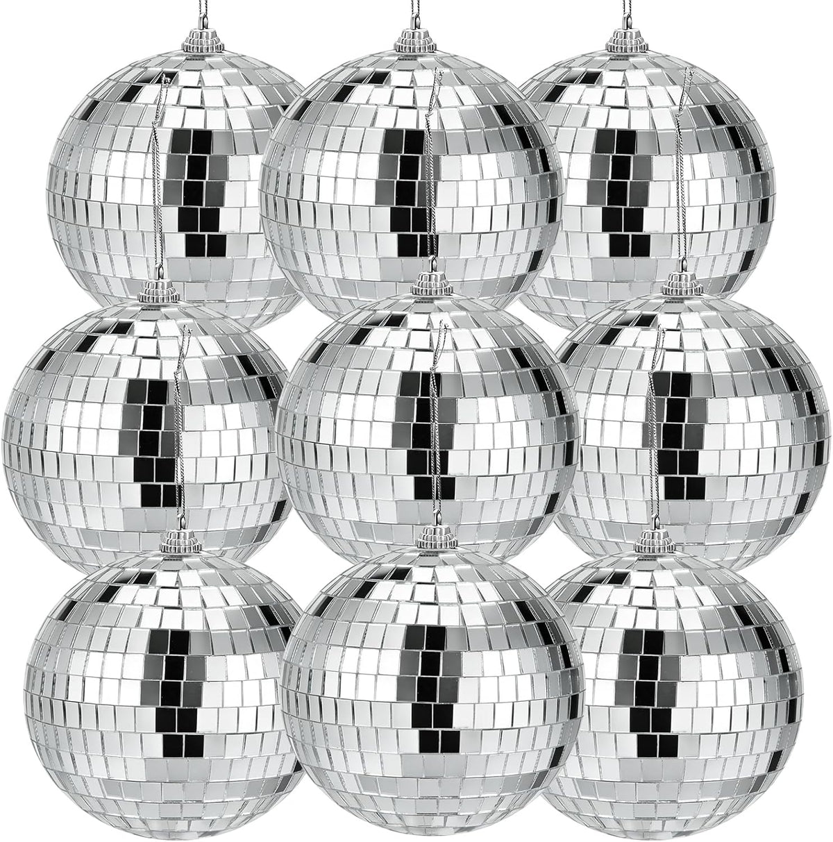 Suwimut mirror disco ball front view showcasing reflective glass tiles