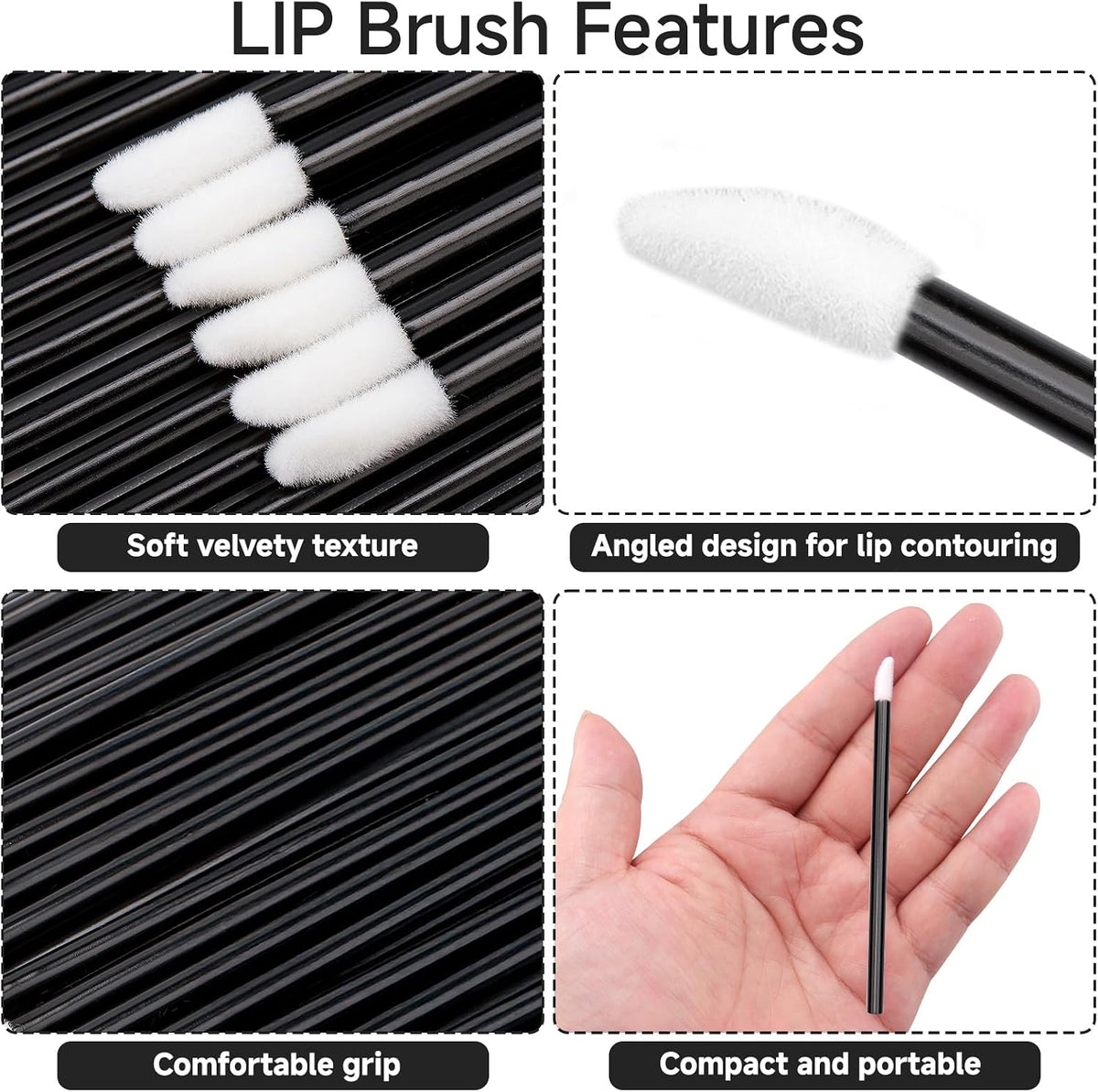 G2PLUS lipstick gloss wands nylon bristles detail
