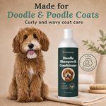 Freshly Bailey curly and wavy coat dog shampoo bottle packaging back view showing directions