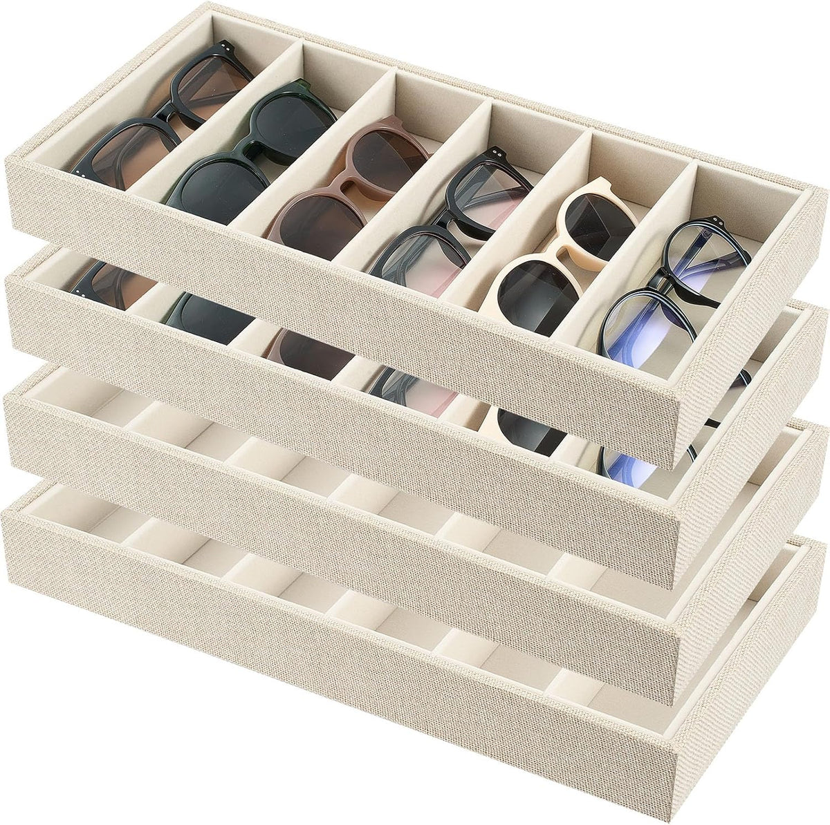 Velvet Sunglasses Organizer Tray 6 Grid Sunglass Organizer Velvet Tray Stackable Glasses Display Case for Women - Image 9