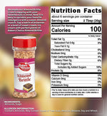 Side angle of Baker's Choice nut dessert topping bottle illustrating the convenient sprinkle-top lid.