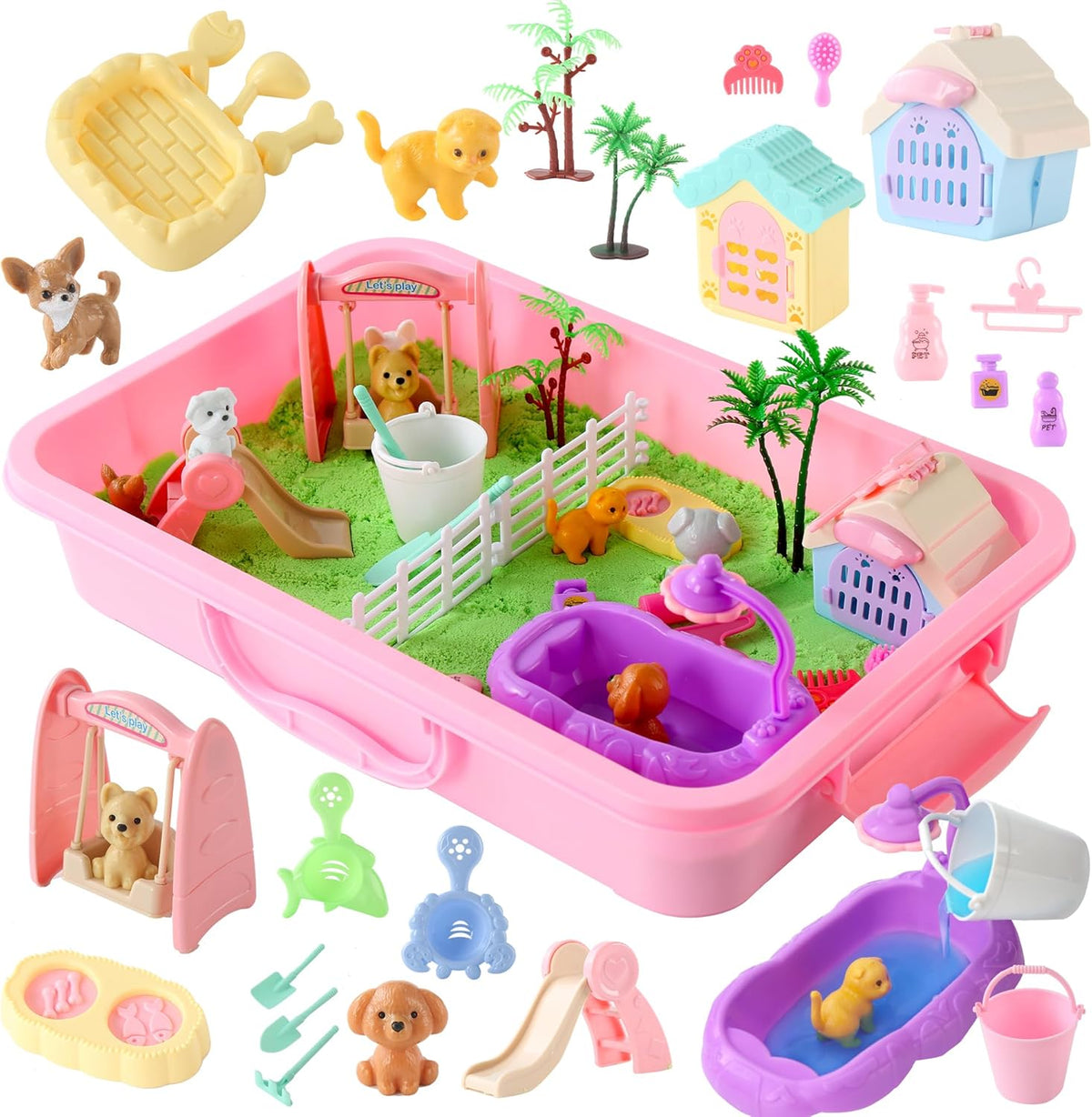 Sikmcle 36 piece pet sensory bin and sand kit front view