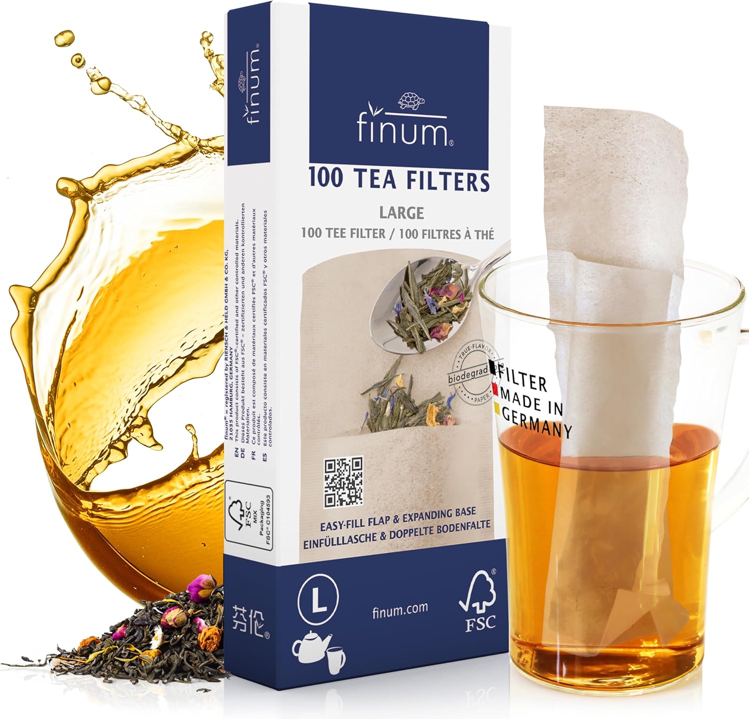 Finum 100 Tea Filters, Large, Brown (4) - Image 1