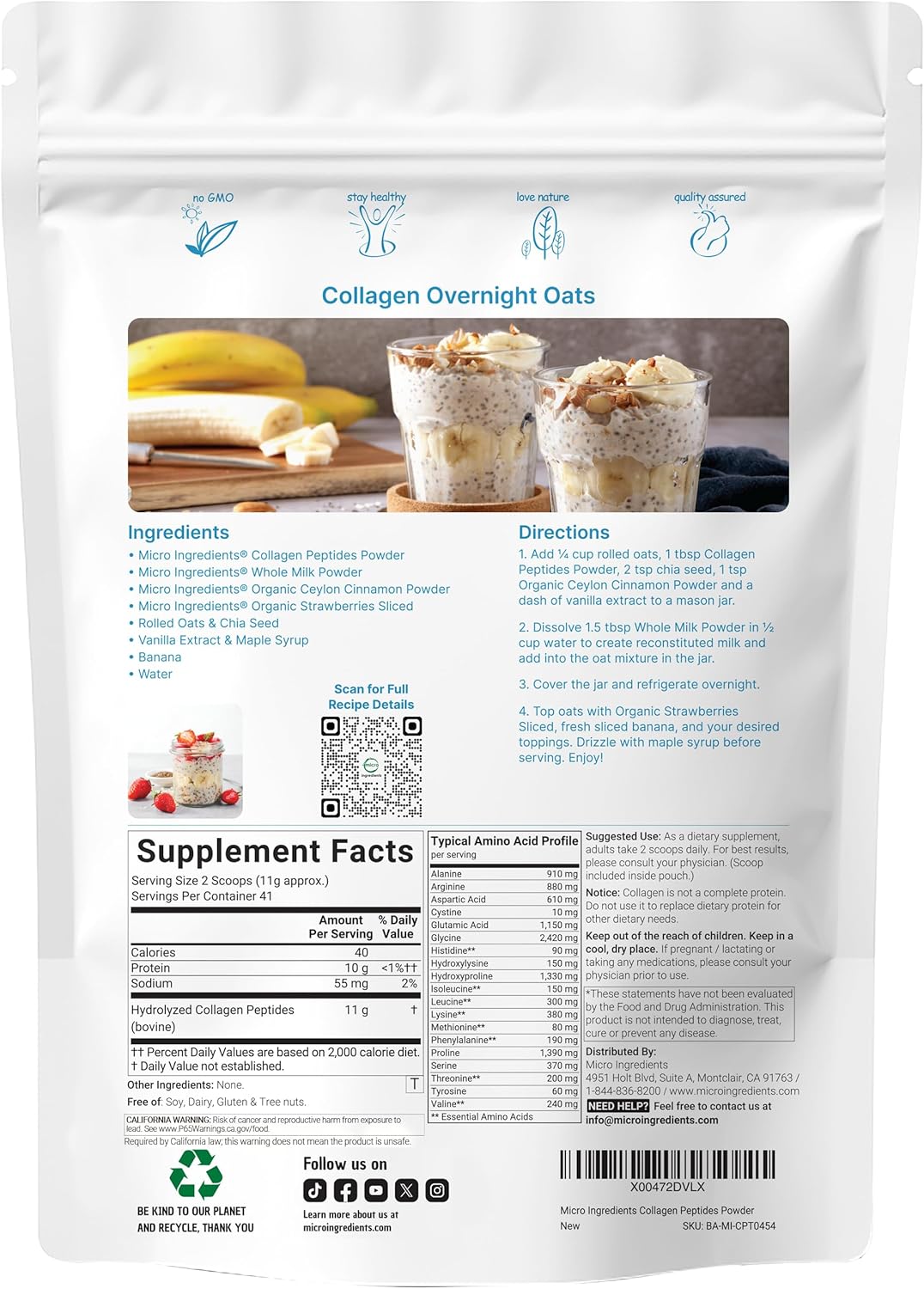 Micro Ingredients collagen powder serving size scoop illustration