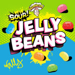 Assorted fruit flavored sour jelly beans arranged for party snacking