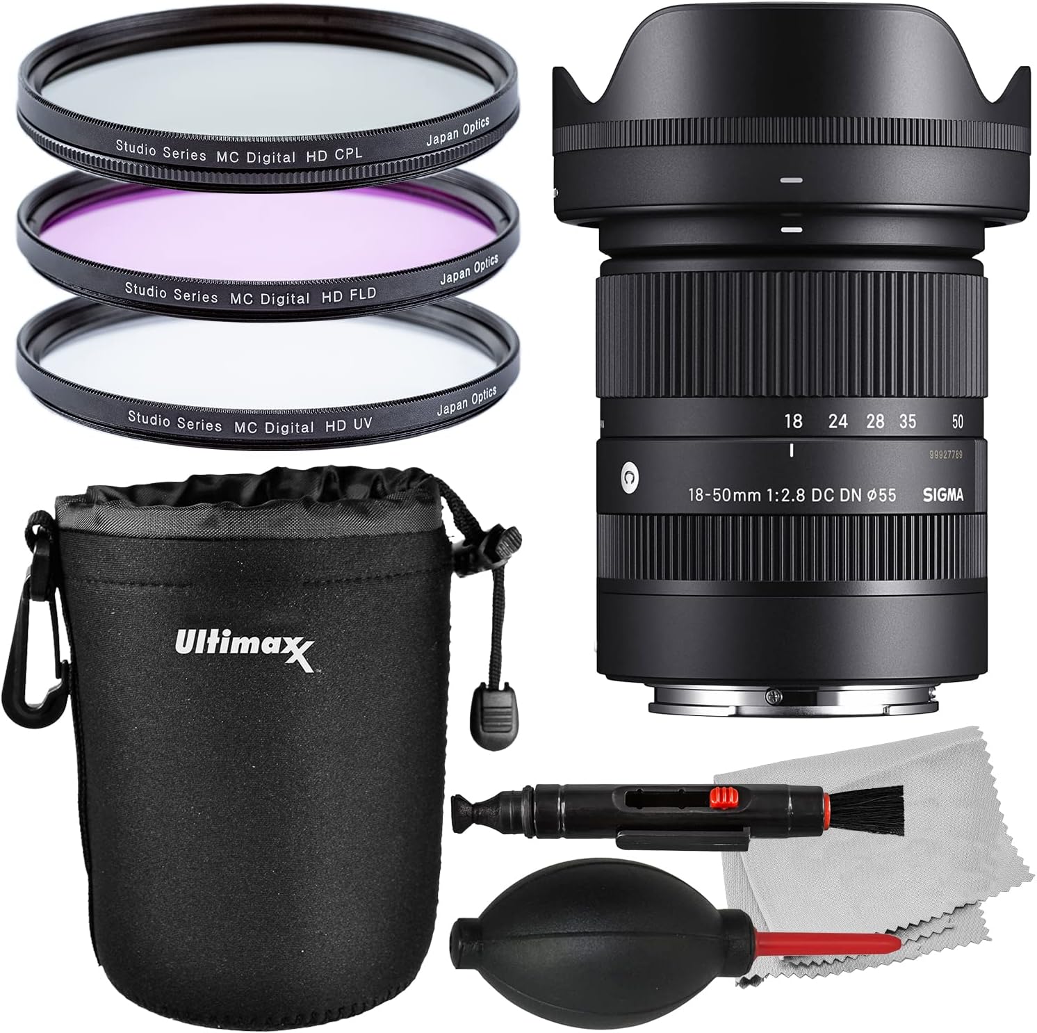 Sigma 18-50millimeter Contemporary Lens front view showcasing premium optical glass element.