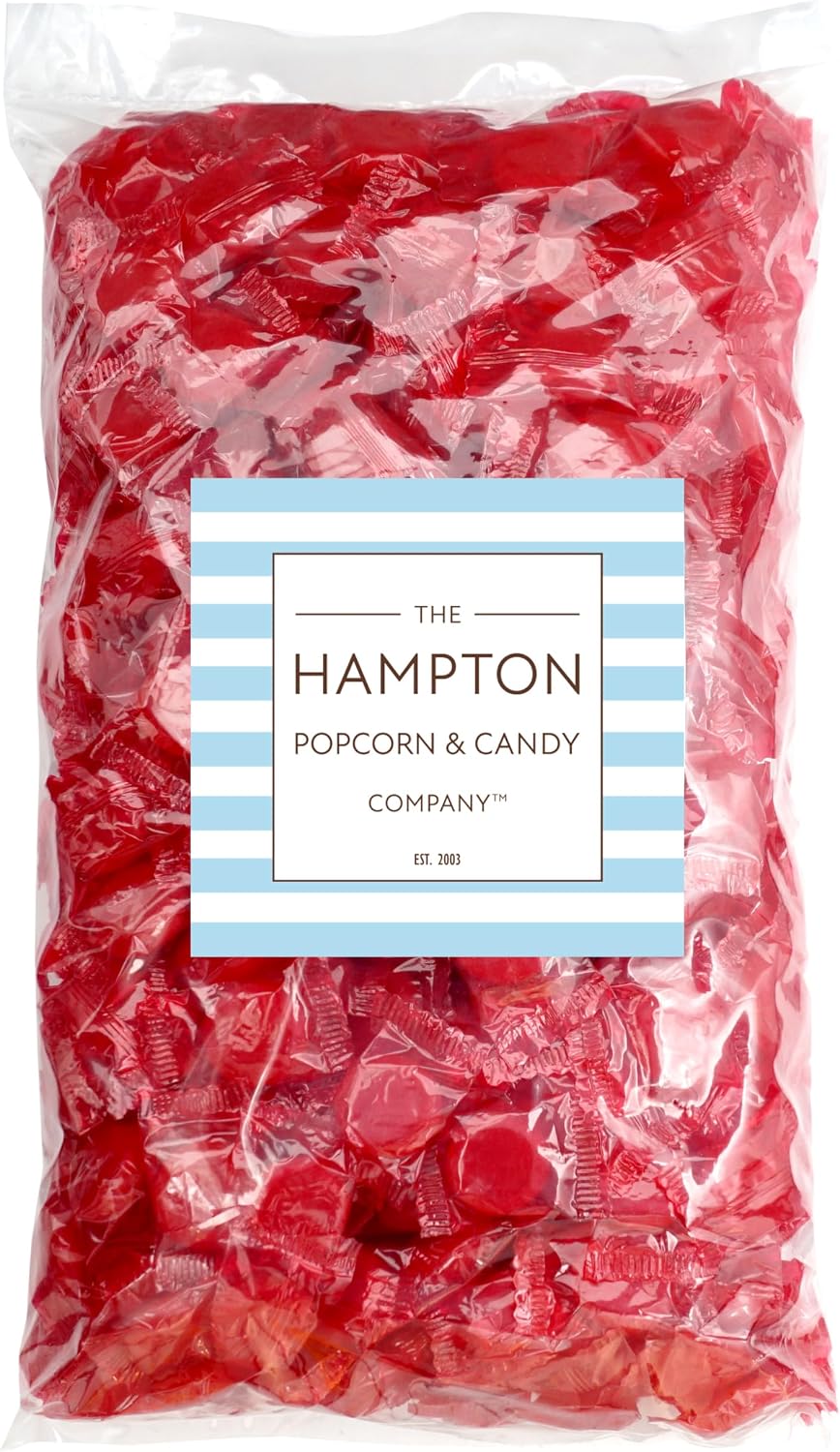 Close up of individually wrapped red cinnamon hard candies