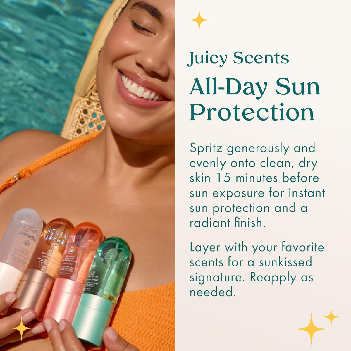 Clear non-aerosol sun protection mist spray test on skin without white cast