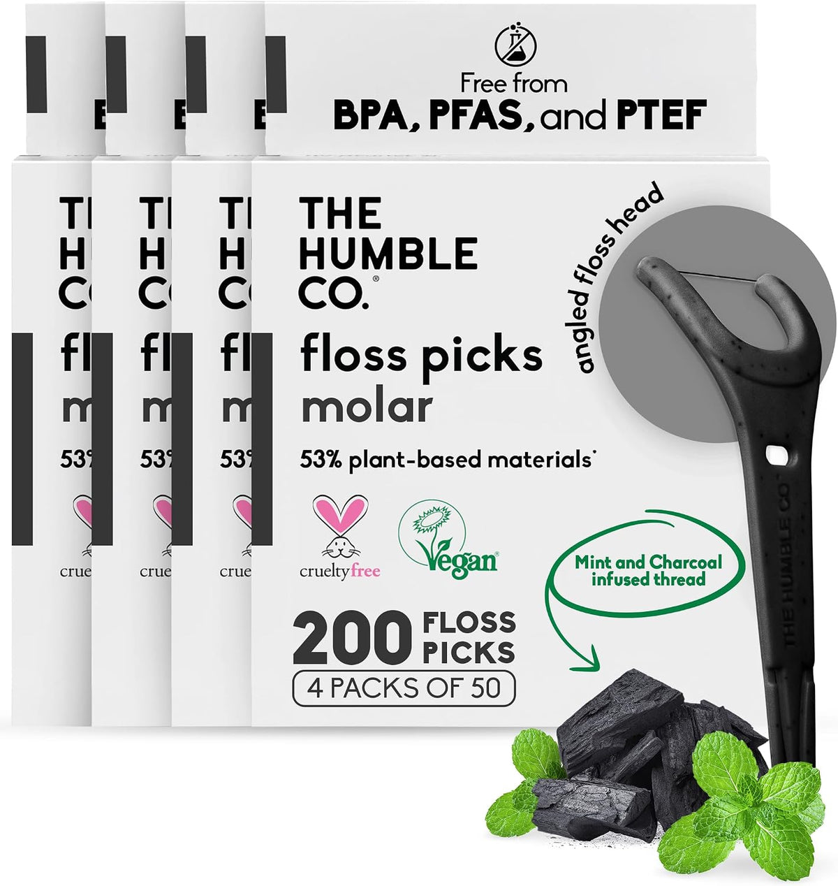 The Humble Co. Dental Floss Picks, Molar Angled Reach, Mint (200 Count) | Tooth Picks Flossers, Gum Health, Dental Oral Care & Hygiene, Gum Health, Interdental Flossers for Adults, Toothpick Floss - Image 10