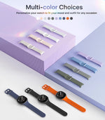 Different color options laid out for smartwatch replacement straps