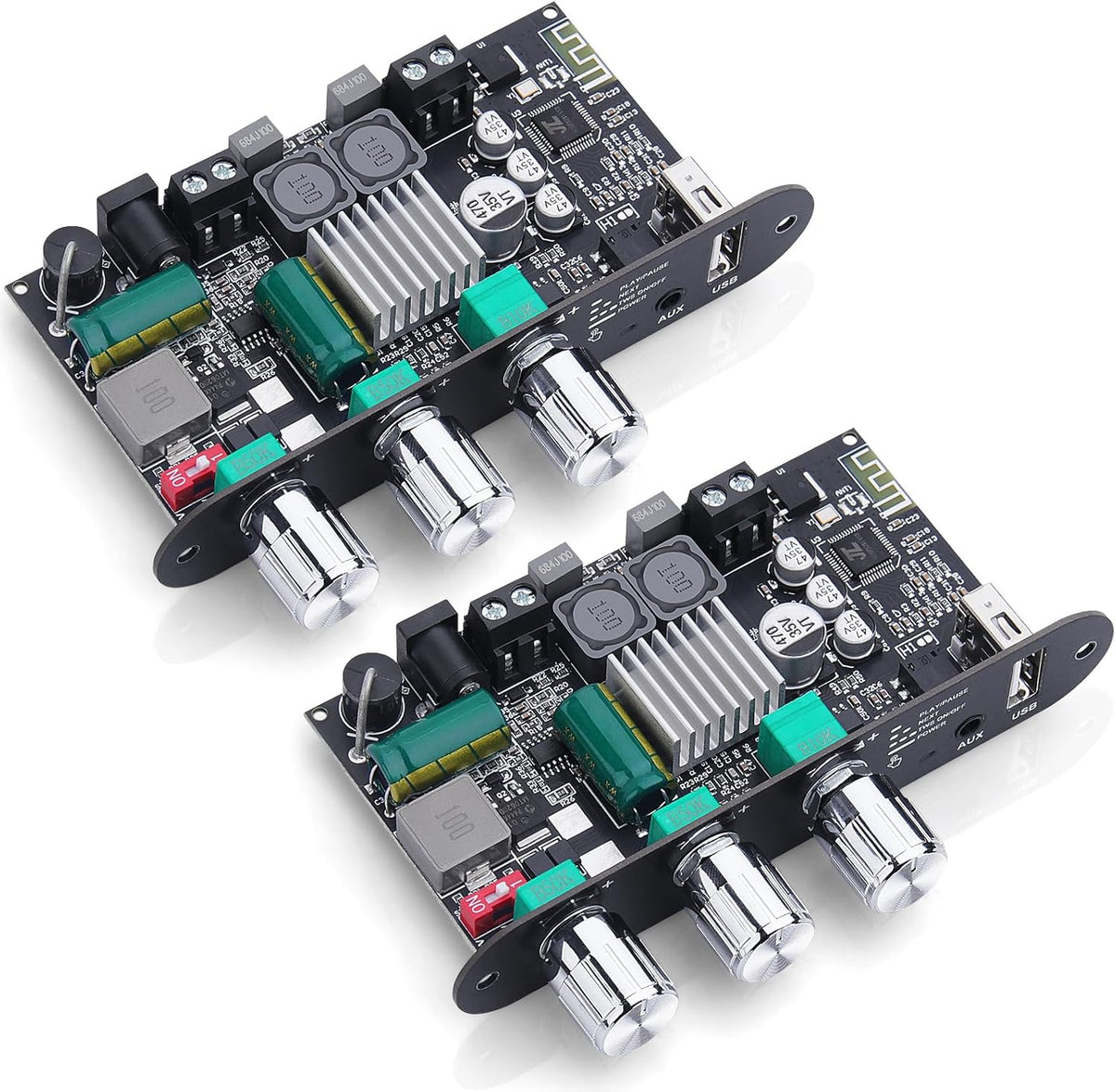 ARRAROWN ZK-1001U Bluetooth 5.3 mono amplifier board front view showing physical control knobs