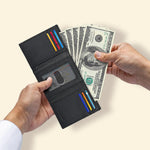 Oak Leathers trifold wallet displayed inside gift box