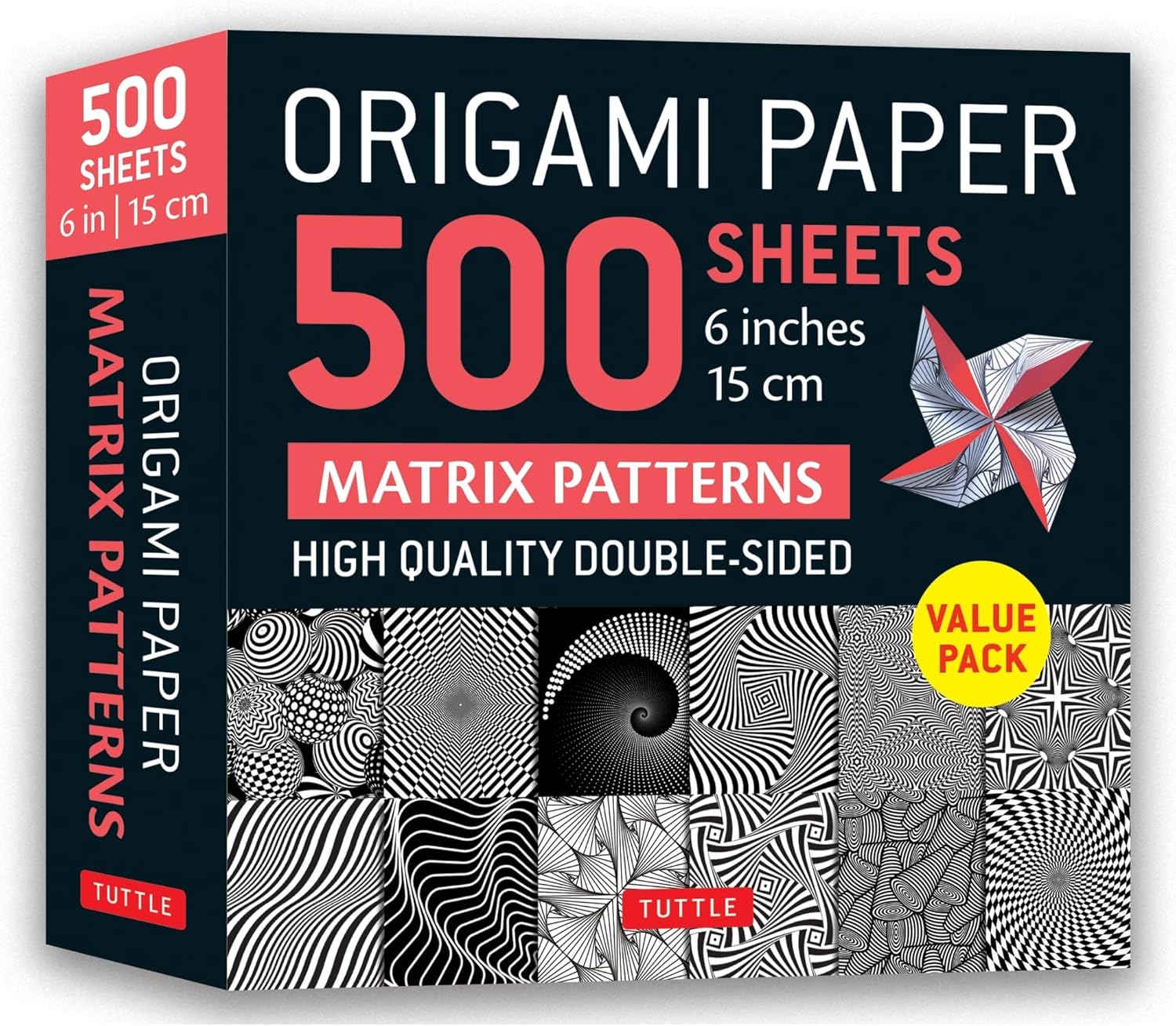 Origami Paper 500 sheets Matrix Patterns 6" (15 cm): Tuttle Origami Paper: Double-Sided Origami Sheets Printed with 12 Different Designs (Instructions for 5 Projects Included) - Image 1