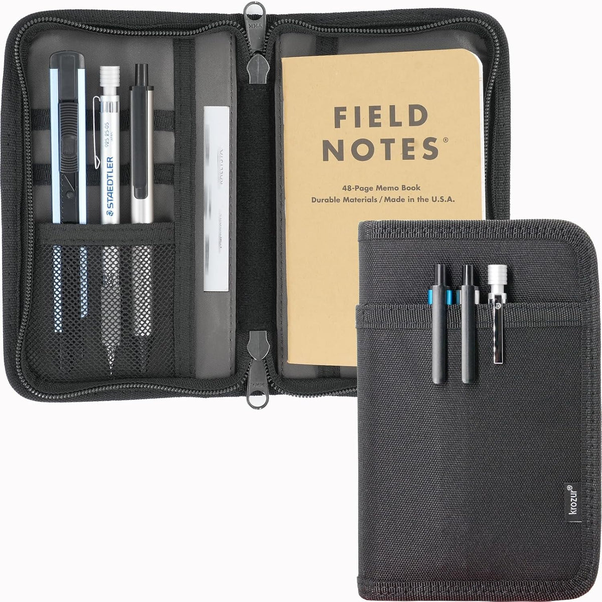 Krozur Field Notes notebook cover front view in black