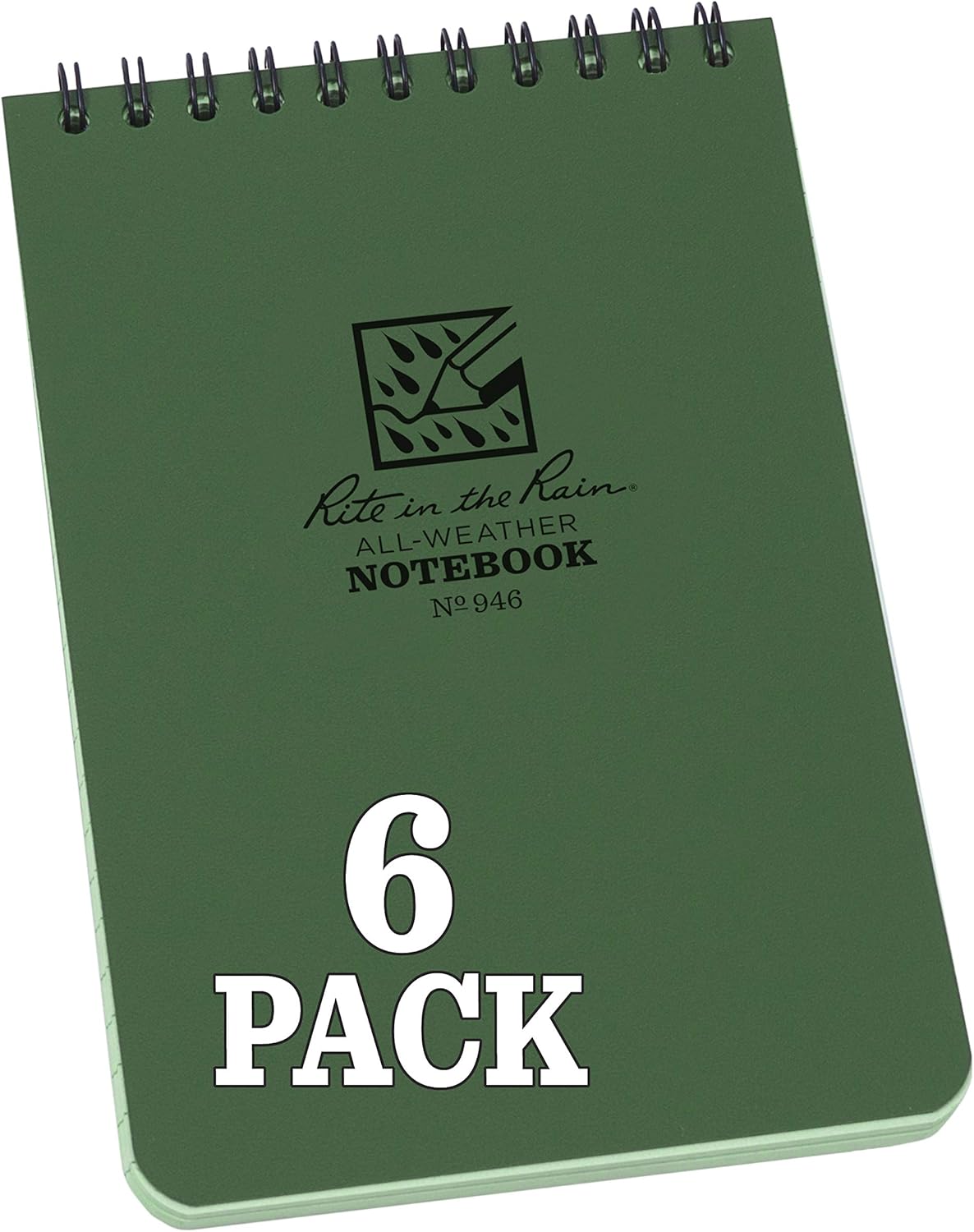 Rite in the Rain Weatherproof Top Spiral Notebook, 4" x 6", Tan Cover, Universal Pattern, 6 Pack (No. 946TL6) - Image 11