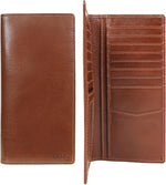ELIZO whiskey leather checkbook wallet lifestyle shot
