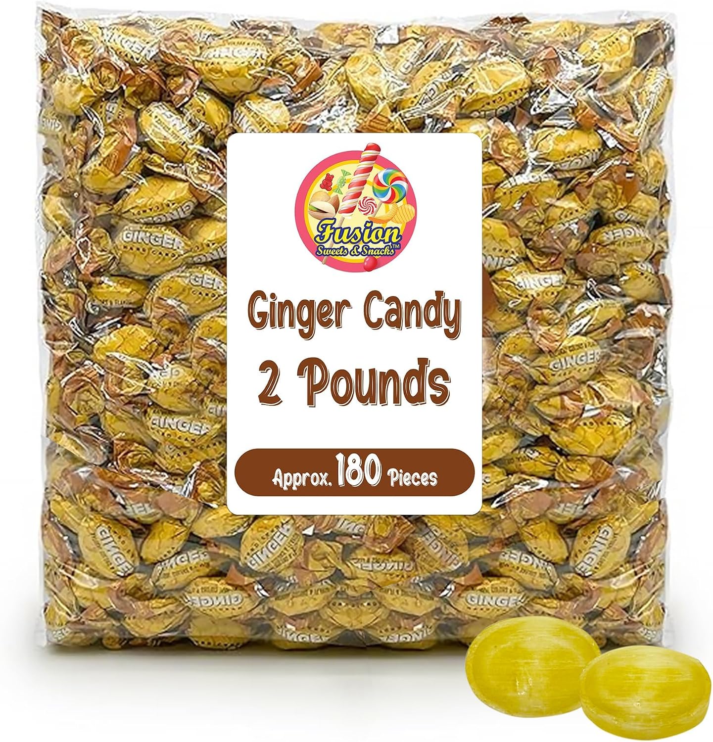 Fusion Sweets And Snacks Ginger Hard Candy front view bulk bag