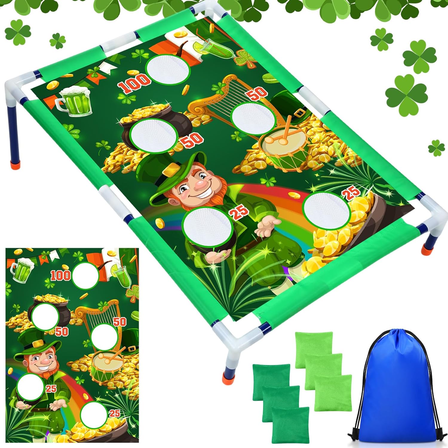 Gemscream St. Patrick bean bag toss game set front view