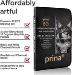 Prina artist sketching supplies close up of graduated graphite pencils