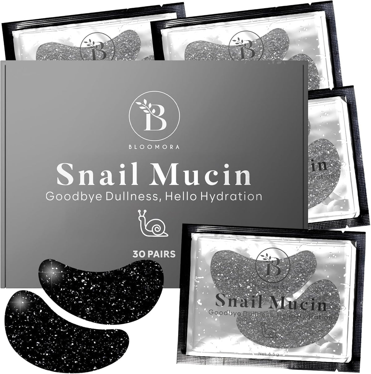 Luxe Glow Bloomora Snail Mucin Under Eye Patches front box view