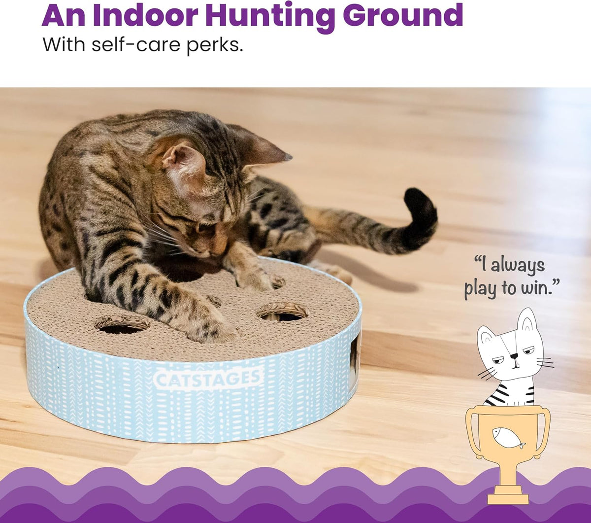 Catstages puzzle toy showing seven hunting holes