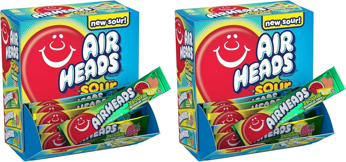 Airheads SOUR Bars, Variety Bulk Box, Sour Watermelon Punch, Blue Blast, and Lemon Berry Squeeze flavored candy, 60 Individually Wrapped Full Size Bars - Image 14