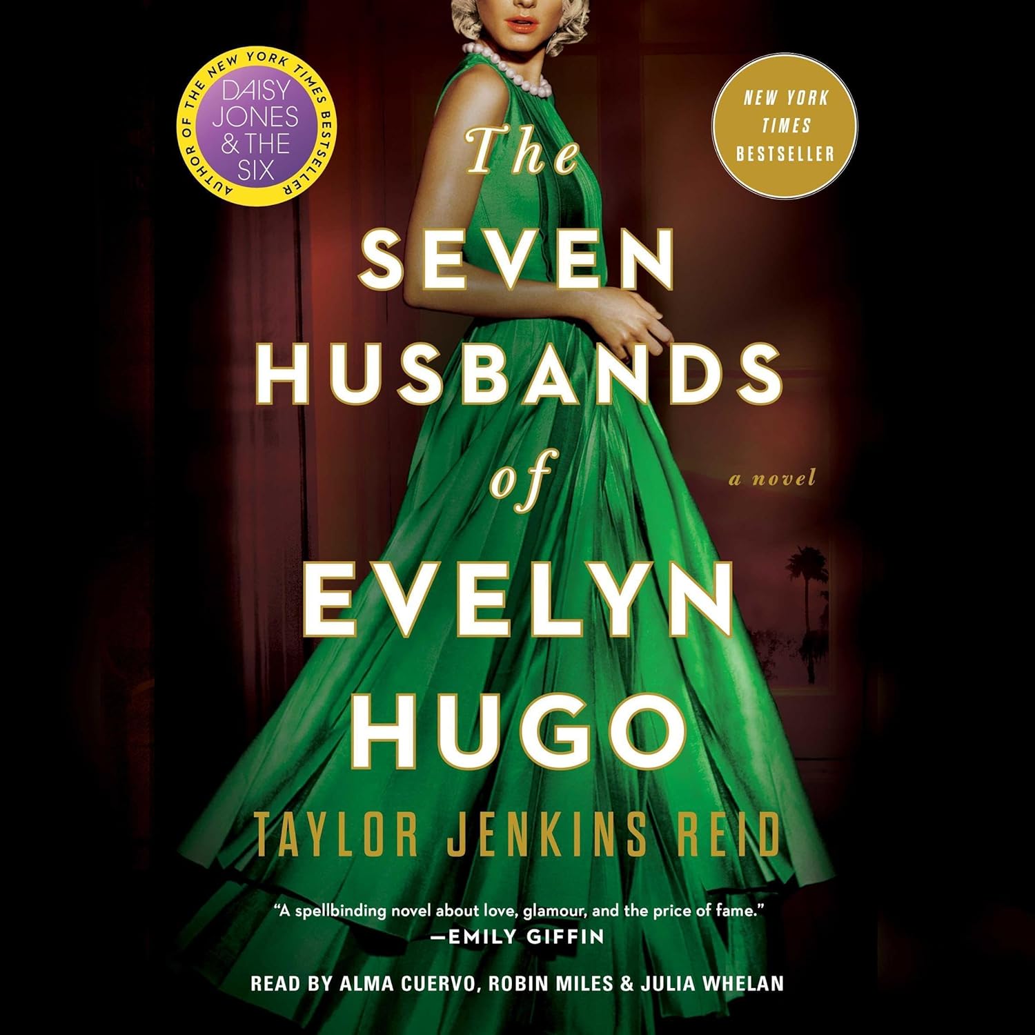 Simon & Schuster The Seven Husbands of Evelyn Hugo audiobook front cover view featuring historical drama fiction details.