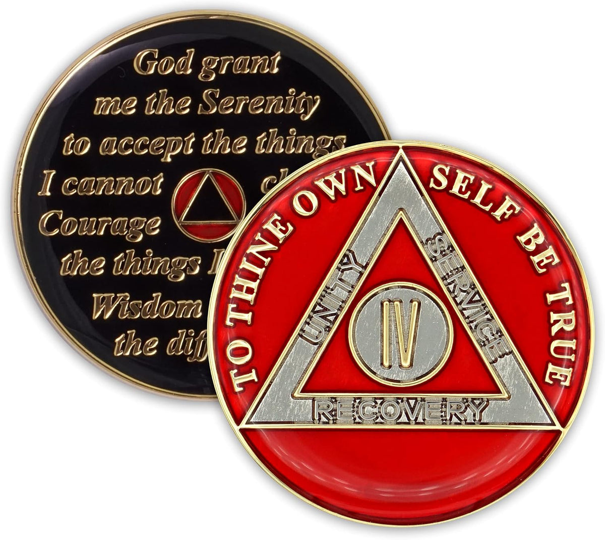 Hand holding 34 millimeter blue sobriety chip for scale