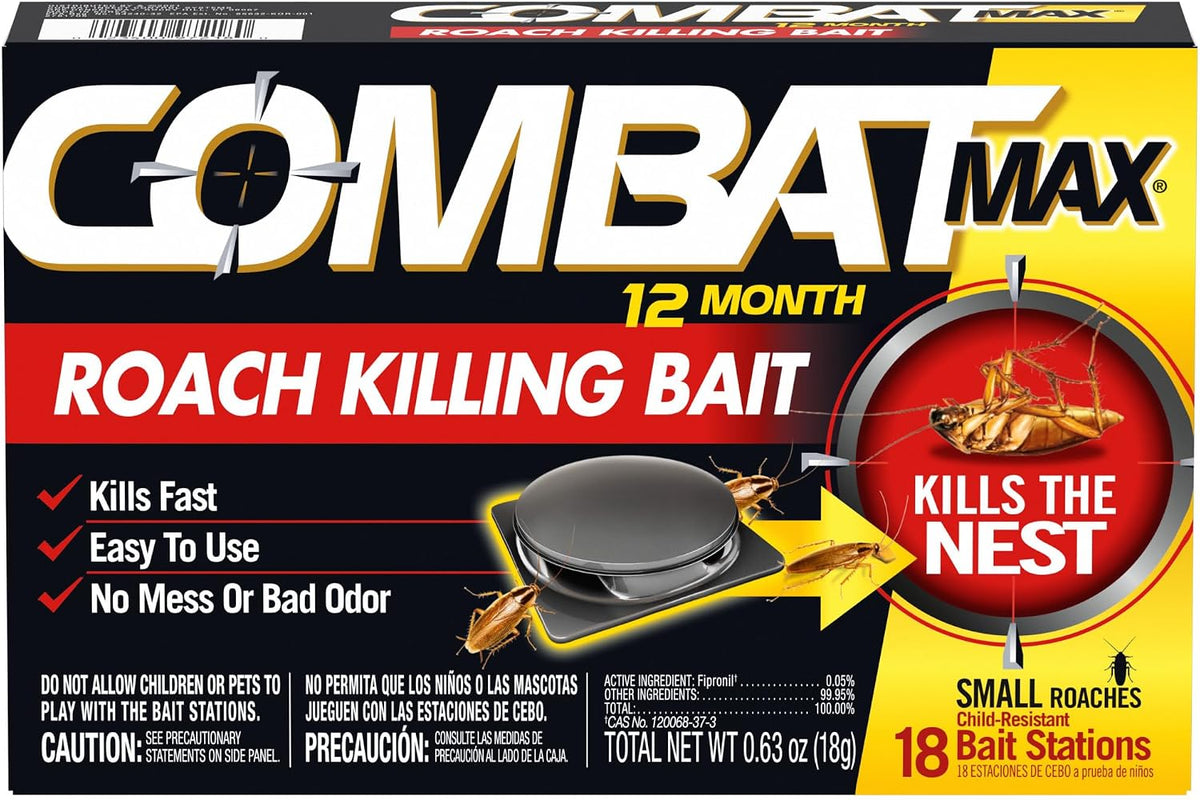 Combat Max roach killing bait station front view packaging