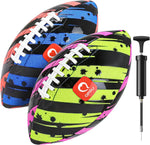 QPAU Waterproof Football front view of the two pack nine inch outdoor pool toy.
