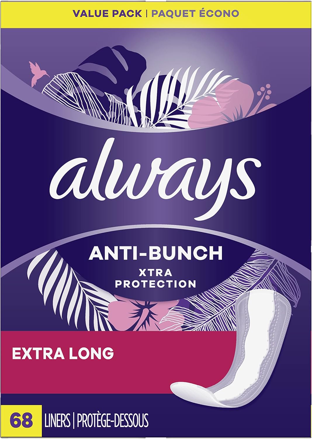 Always extra long panty liners front view packaging