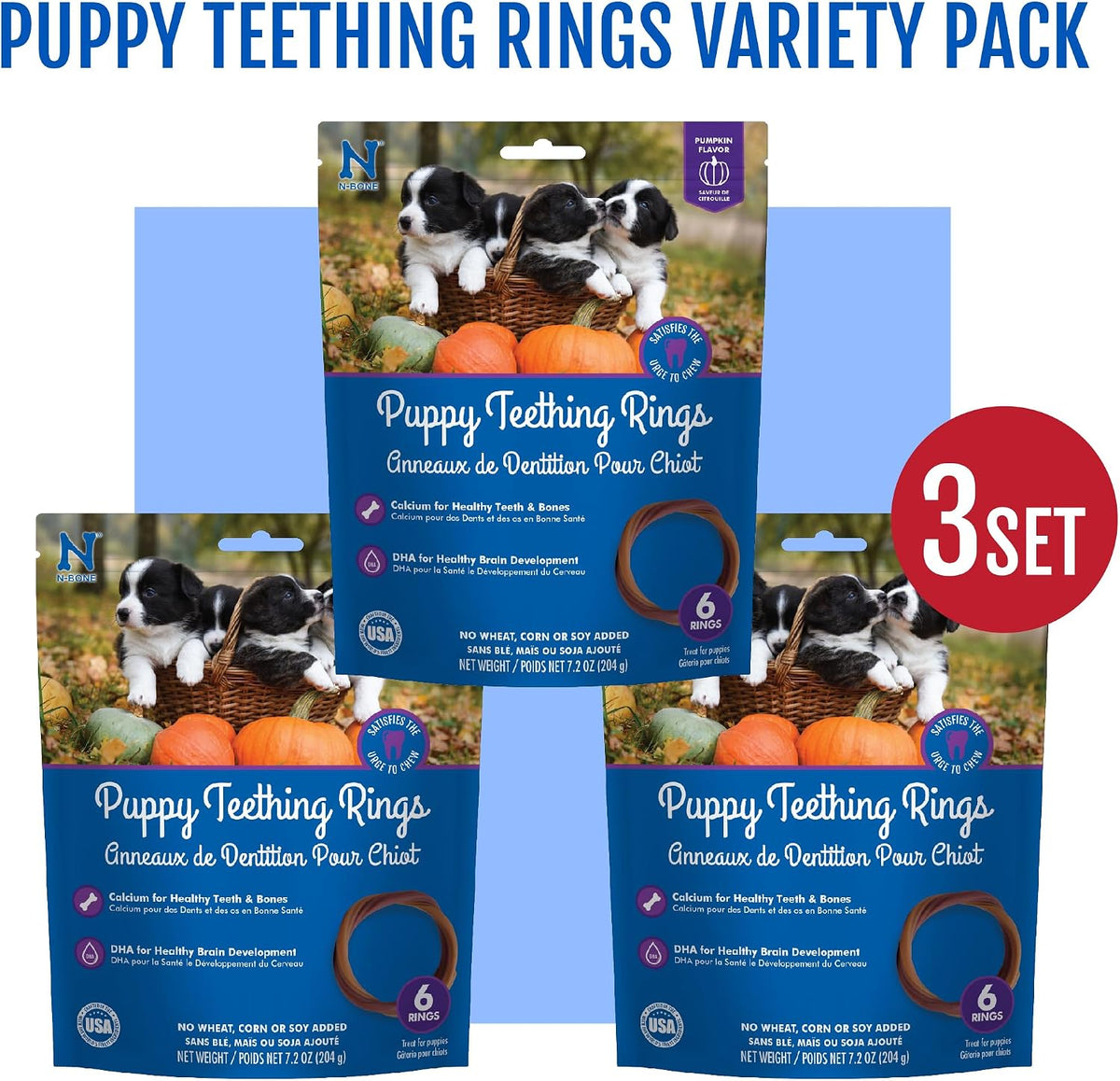 N Bone puppy teething rings multi pack bags layout