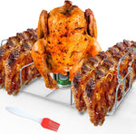 Stainless Steel Rib Rack & Silicone Brush for Grill | Heavy Duty 2-Handle Stand, Fits Smoker & Oven, Cook Up to 5 Ribs, Long-Lasting BBQ Accessory - Image 10