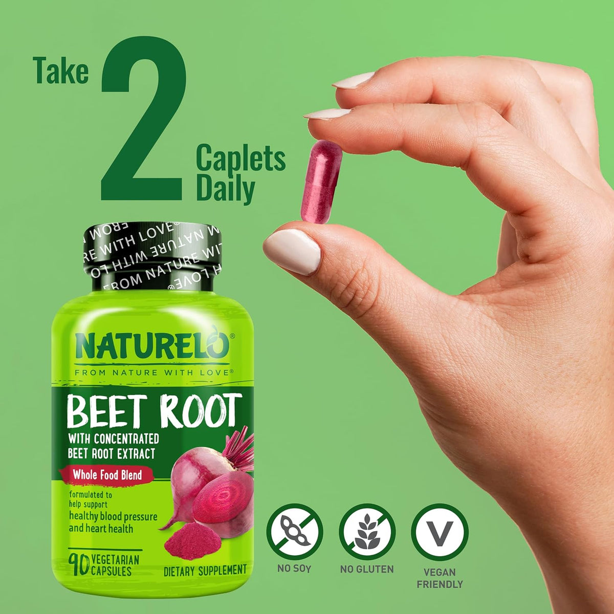 Naturelo Beet Root 90 Capsules vegetarian capsule view